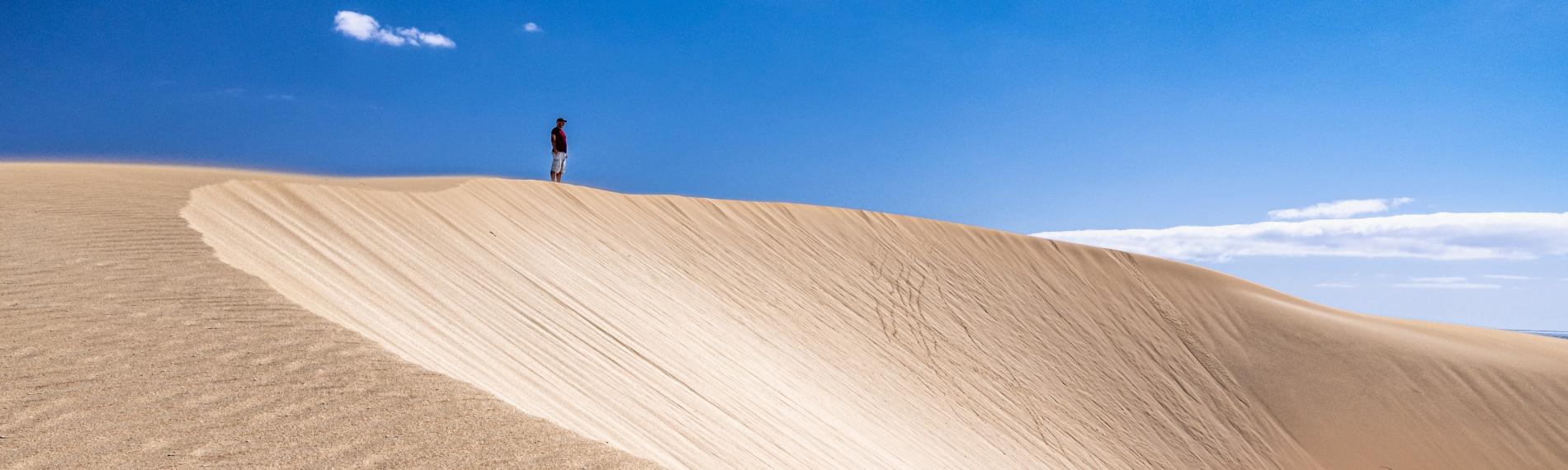 Jaw-dropping white sand dunes in Corralejo Natural Park in Fuerteventura
