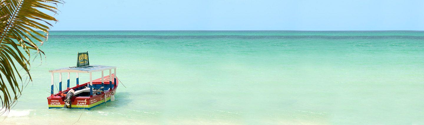 Negril's beautiful Seven Mile Beach in Jamaica. 