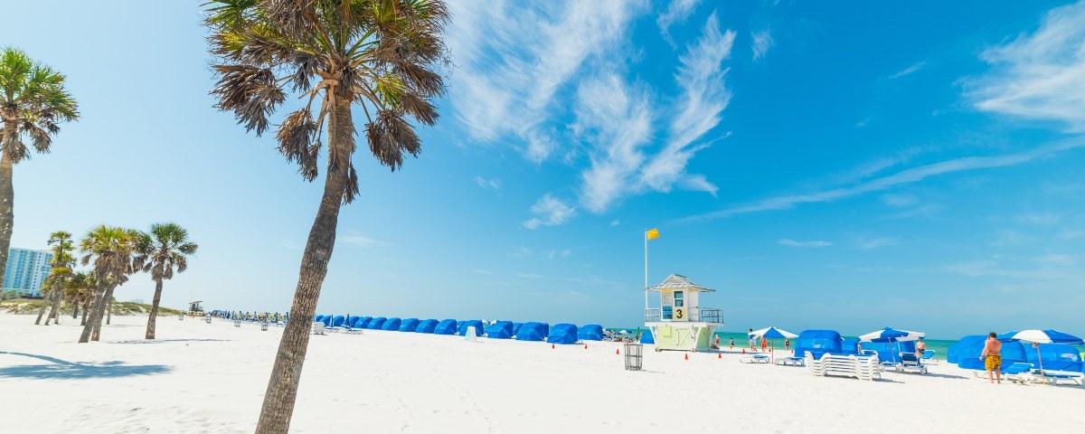 A white sand beach in Clearwater, Florida