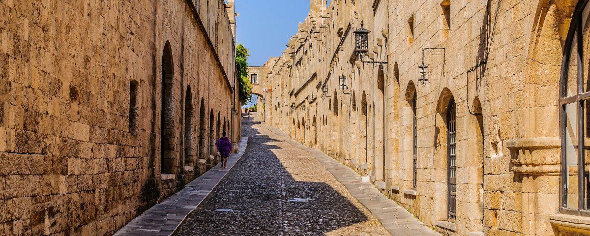 The famous Street of the Knights in Rhodes Old Town, Greece