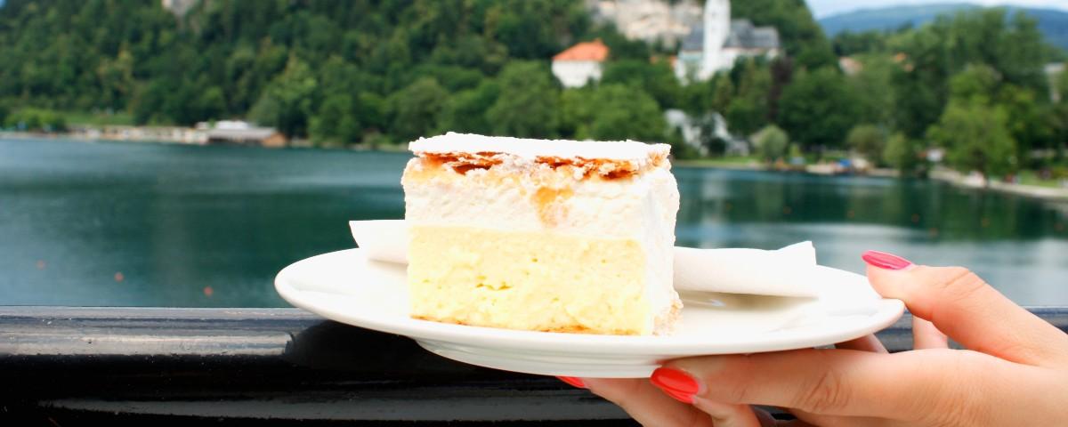 Cream cake in Lake Bled Slovenia