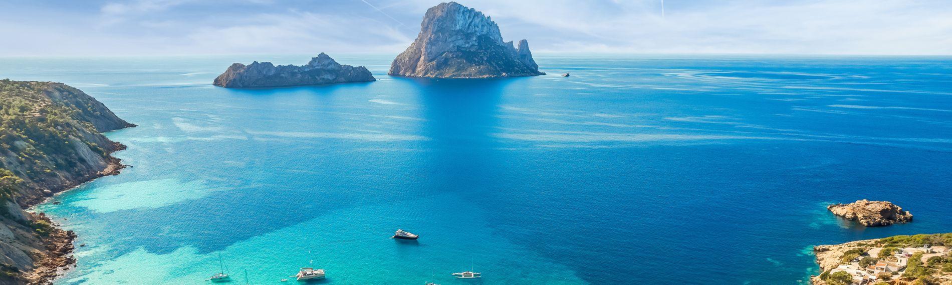 View of Cala d' Hort in Ibiza 