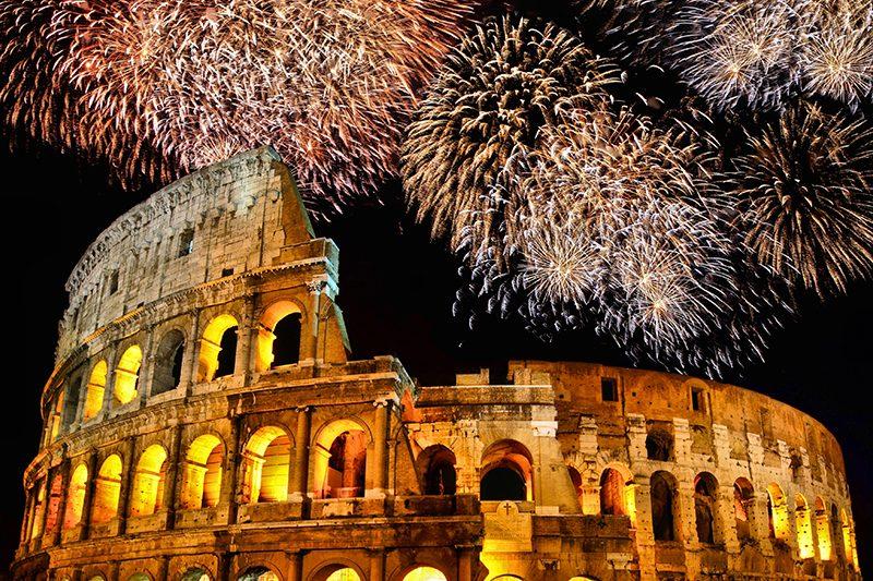 Fireworks over the Colosseum in Rome
