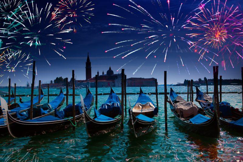 Fireworks over Venice's Grand Canal