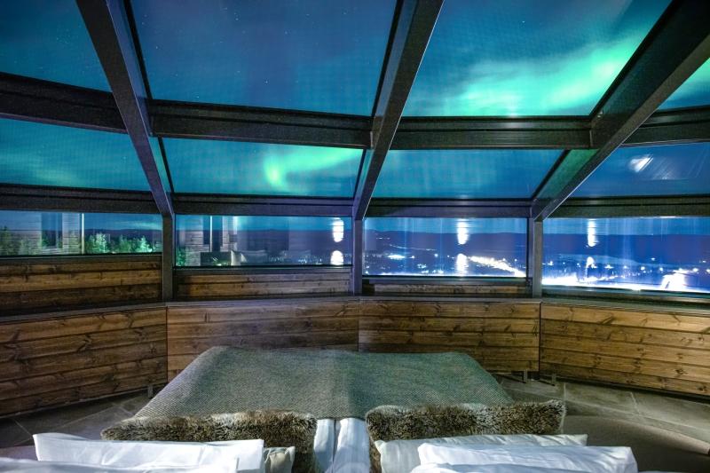 Upgraded room at Hotel Levi Panorama with glass ceiling