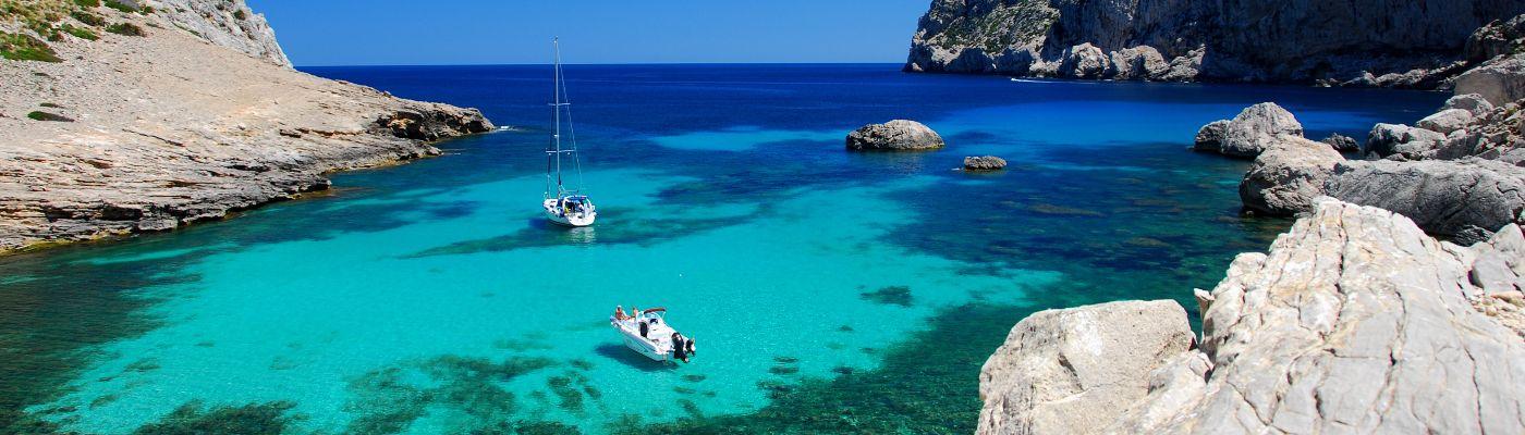 Cove in Majorca with sailing boats