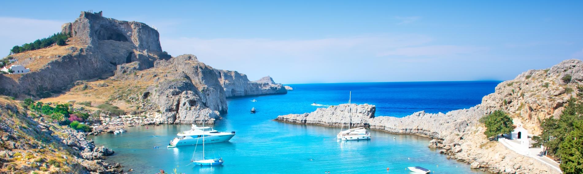 St Paul's Bay in Lindos on the Greek island of Rhodes