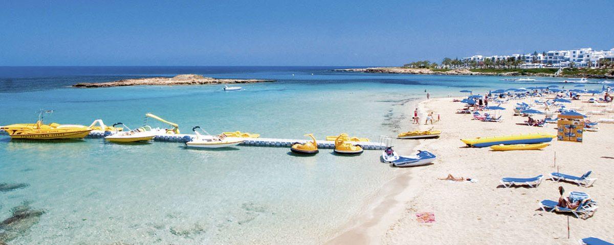 A sundrenched beach in Protaras Cyprus