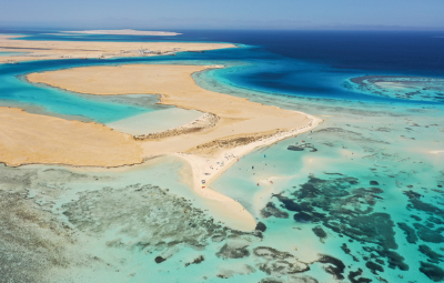 A bird's eye view of the sea in Hurgada, Eygpt