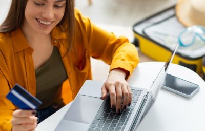 Women with a credit card and laptop