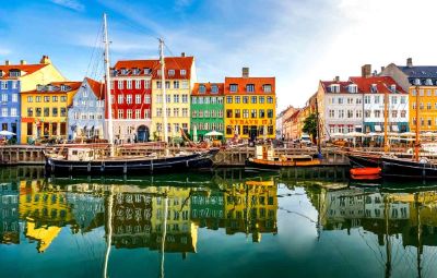 Colourful riverfront buildings in Copenhagen