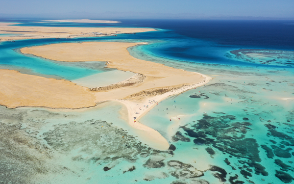 A bird's eye view of the sea in Hurgada, Eygpt