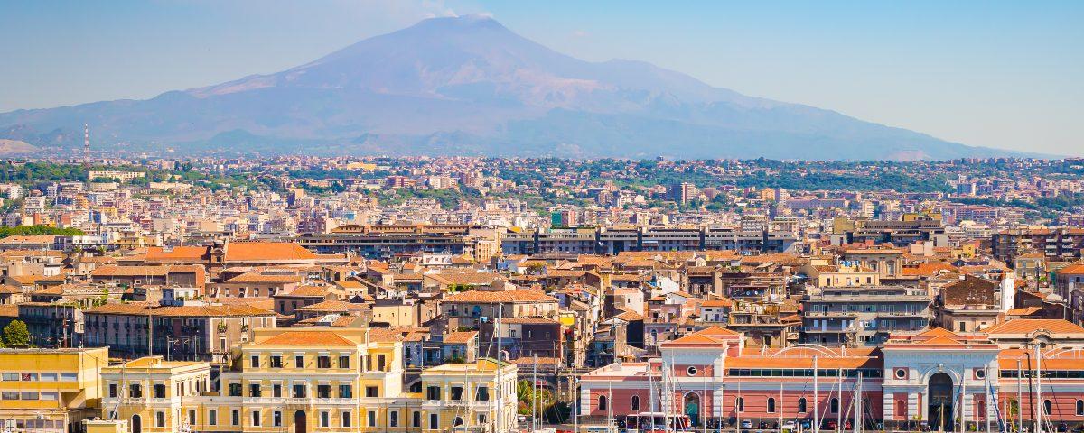 Catania in Sicily with Mount Etna in the background